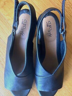 EuroSoft by Sofft Black Slingbacks Heels Womens 8W Comfort Block Heel Work Shoes